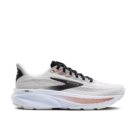 BROOKS W Ghost 17 (d) WHITE/BLACK/ROSE GOLD
