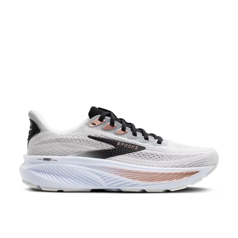 BROOKS W Ghost 17 (d) WHITE/BLACK/ROSE GOLD