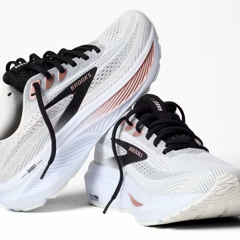 BROOKS W Ghost 17 (d) WHITE/BLACK/ROSE GOLD