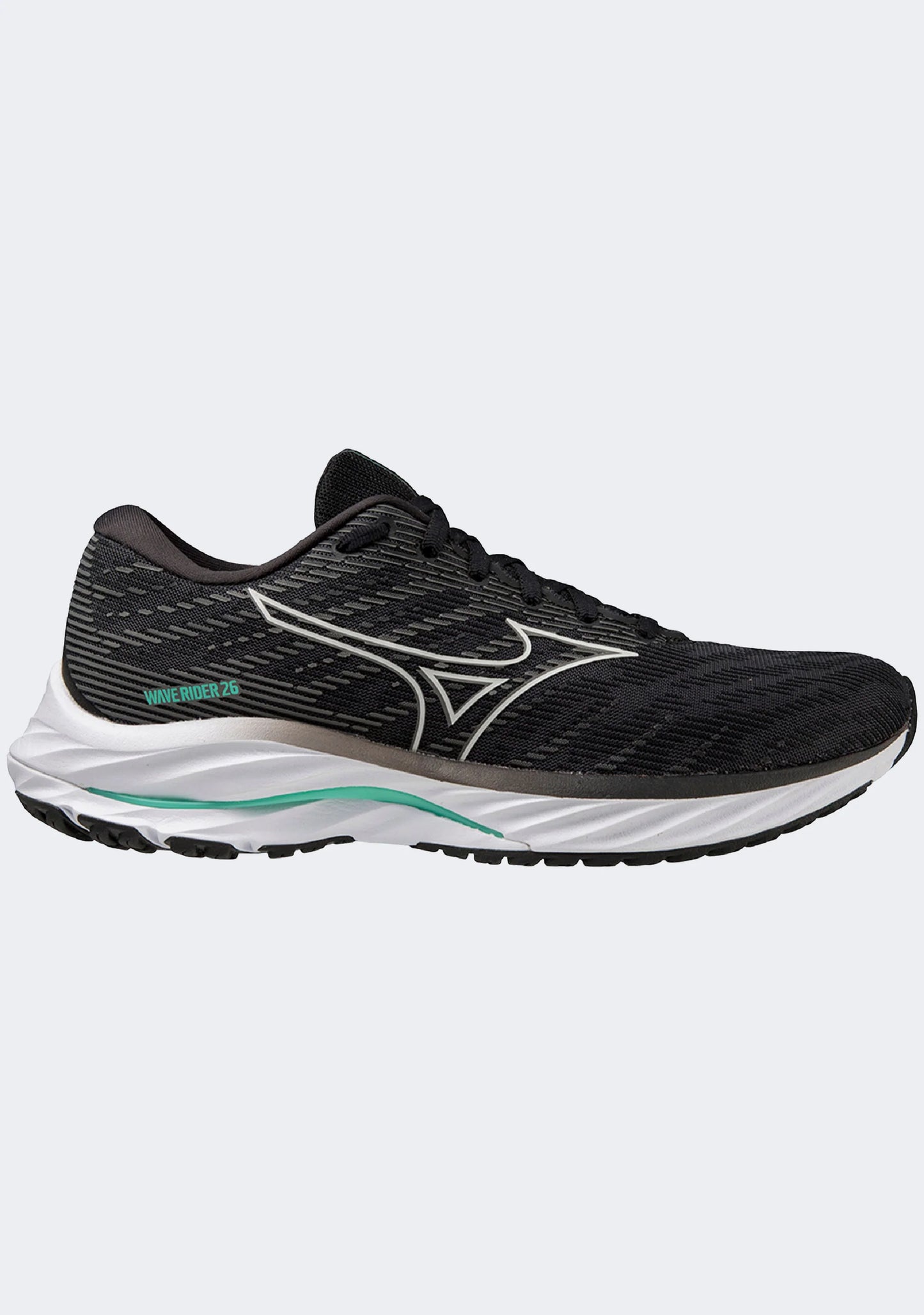 MIZUNO W Wave Rider 26 BLACK/NIMBUS CLOUD/BISCAY GREEN